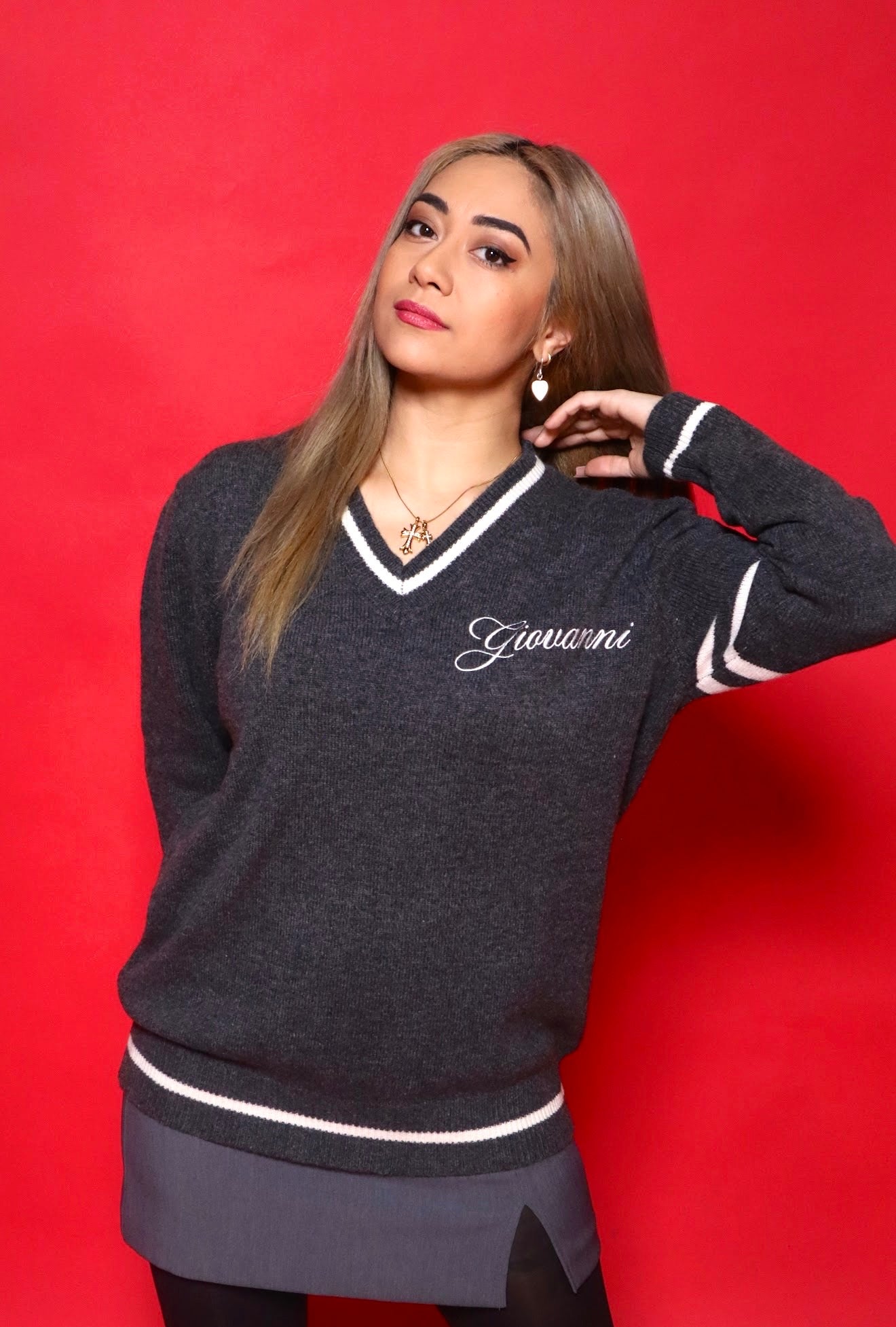 ITALIAN CASHMERE WOOL V-NECK SWEATER - DIOS GIOVANNI