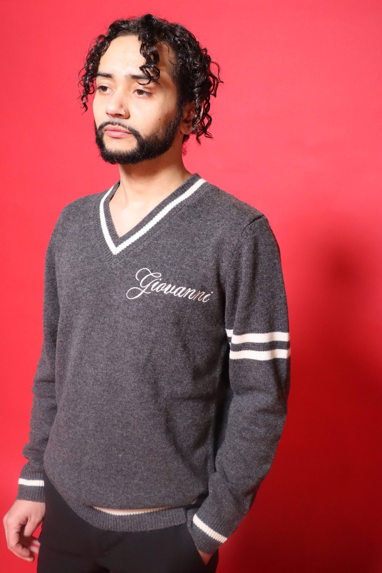 ITALIAN CASHMERE WOOL V-NECK SWEATER - DIOS GIOVANNI